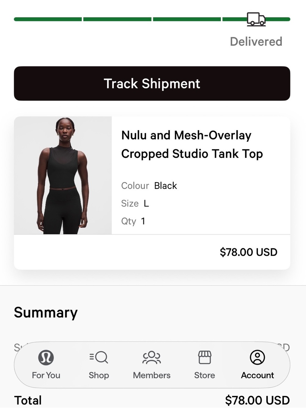 lululemon athletica Black Mesh-Overlay Cropped Tank